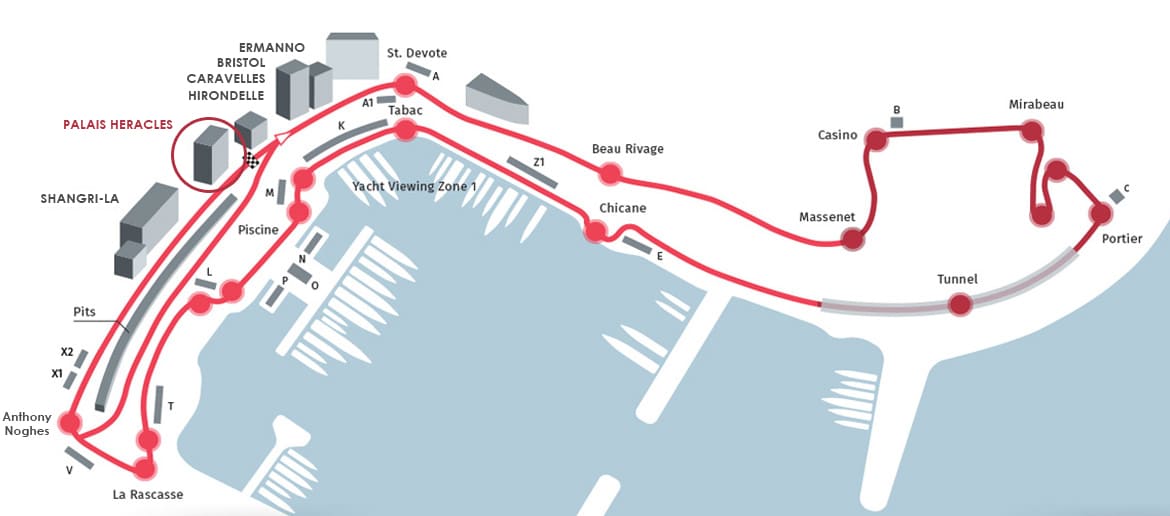 Plan Grand Prix de Monaco F1 Palais Heracles